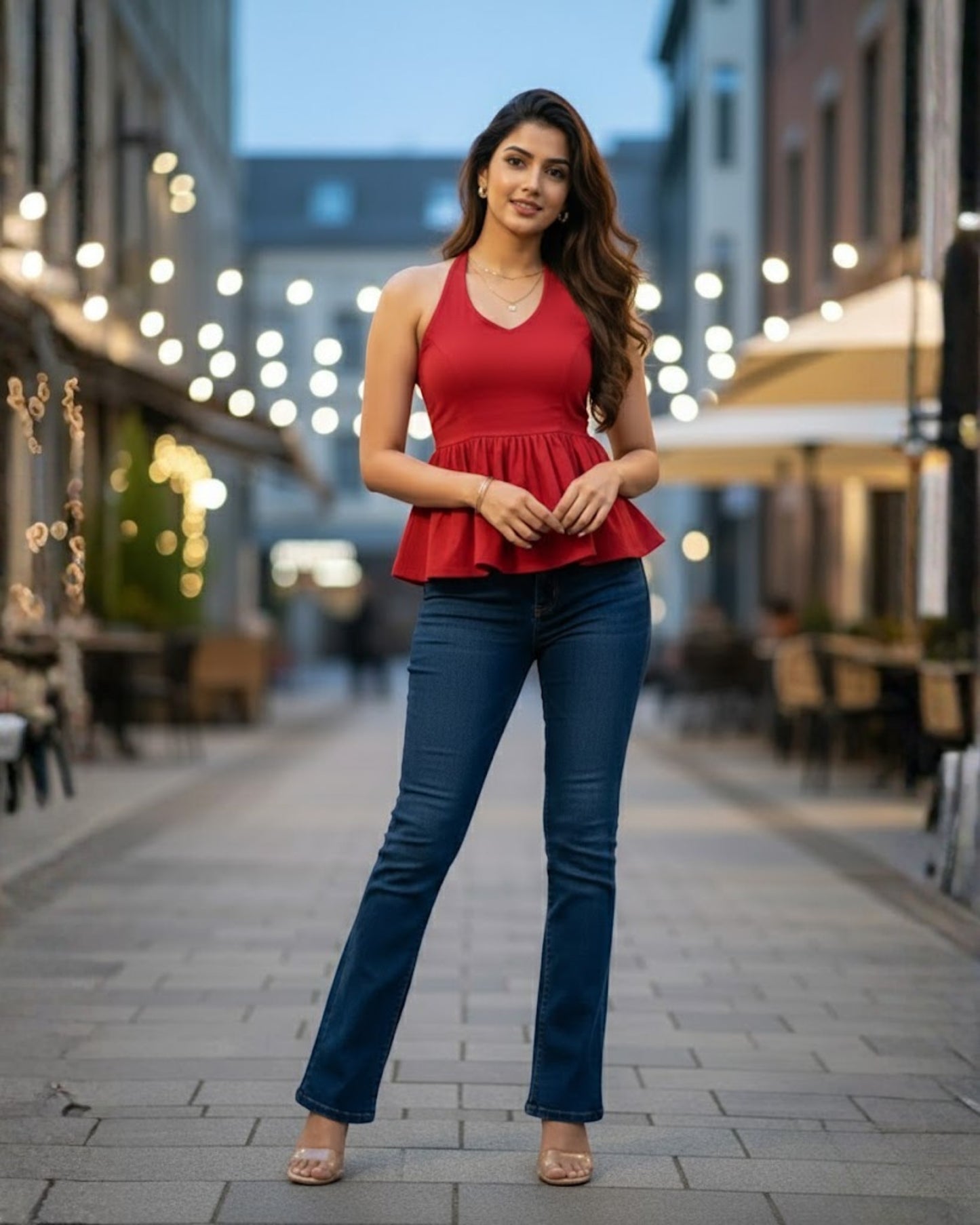 Emma Red Peplum Cotton Top