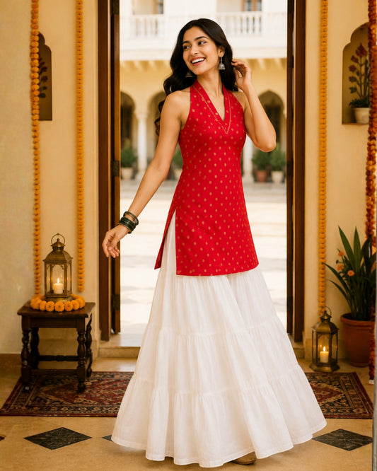 Lakshmi Cotton Lurex Short Kurti