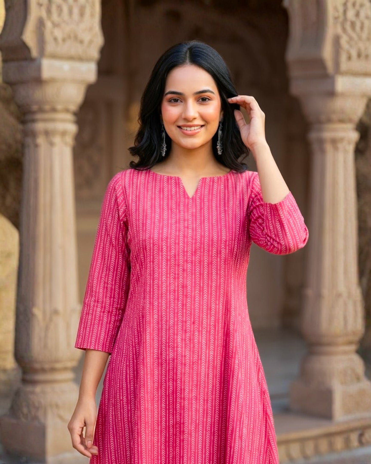 Raavya Red Printed Kurta
