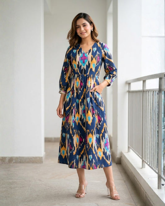 Liz Ikat Cotton Dress