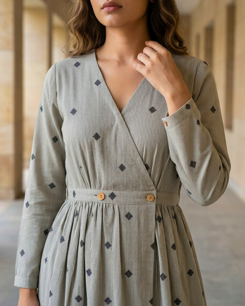 Macy Fit and Flare Cotton Wrap Dress