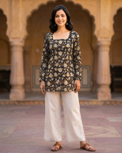 Zoya Dabu Print Corset Short Kurti