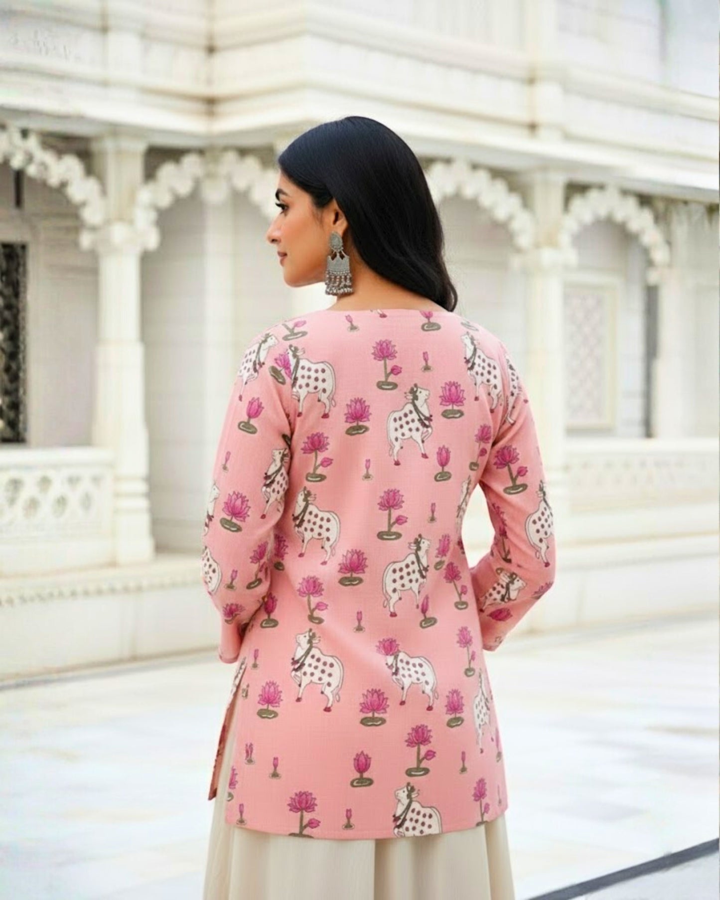 Aarohi Pink Sleeved short Kurti
