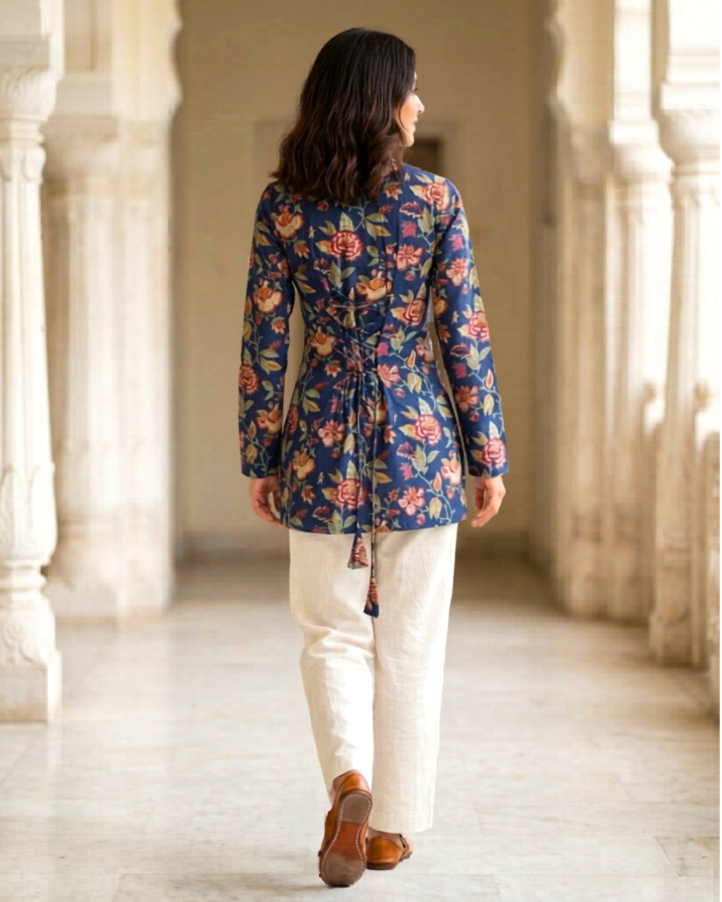 Paakhi Blue Corset Back Floral Kurti