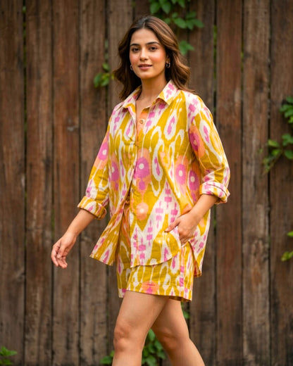 Bay Yellow Ikat Cotton Co-ord set