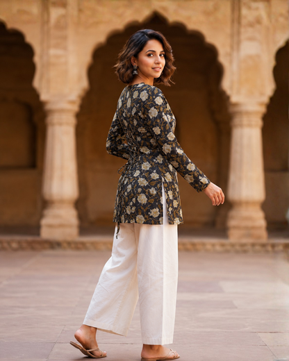 Zoya Dabu Print Corset Short Kurti
