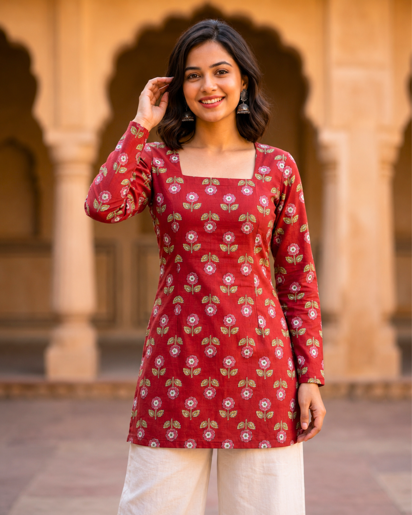 Yasmin Red Corset Short Kurti