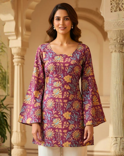 Nyra Floral Print Sleeved Kurti