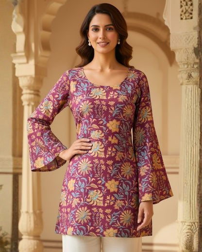 Nyra Floral Print Sleeved Kurti