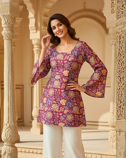 Nyra Floral Print Sleeved Kurti