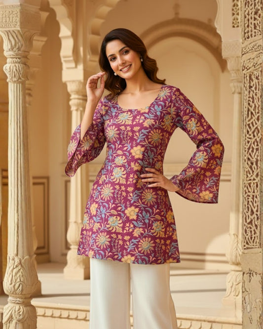 Nyra Floral Print Sleeved Kurti