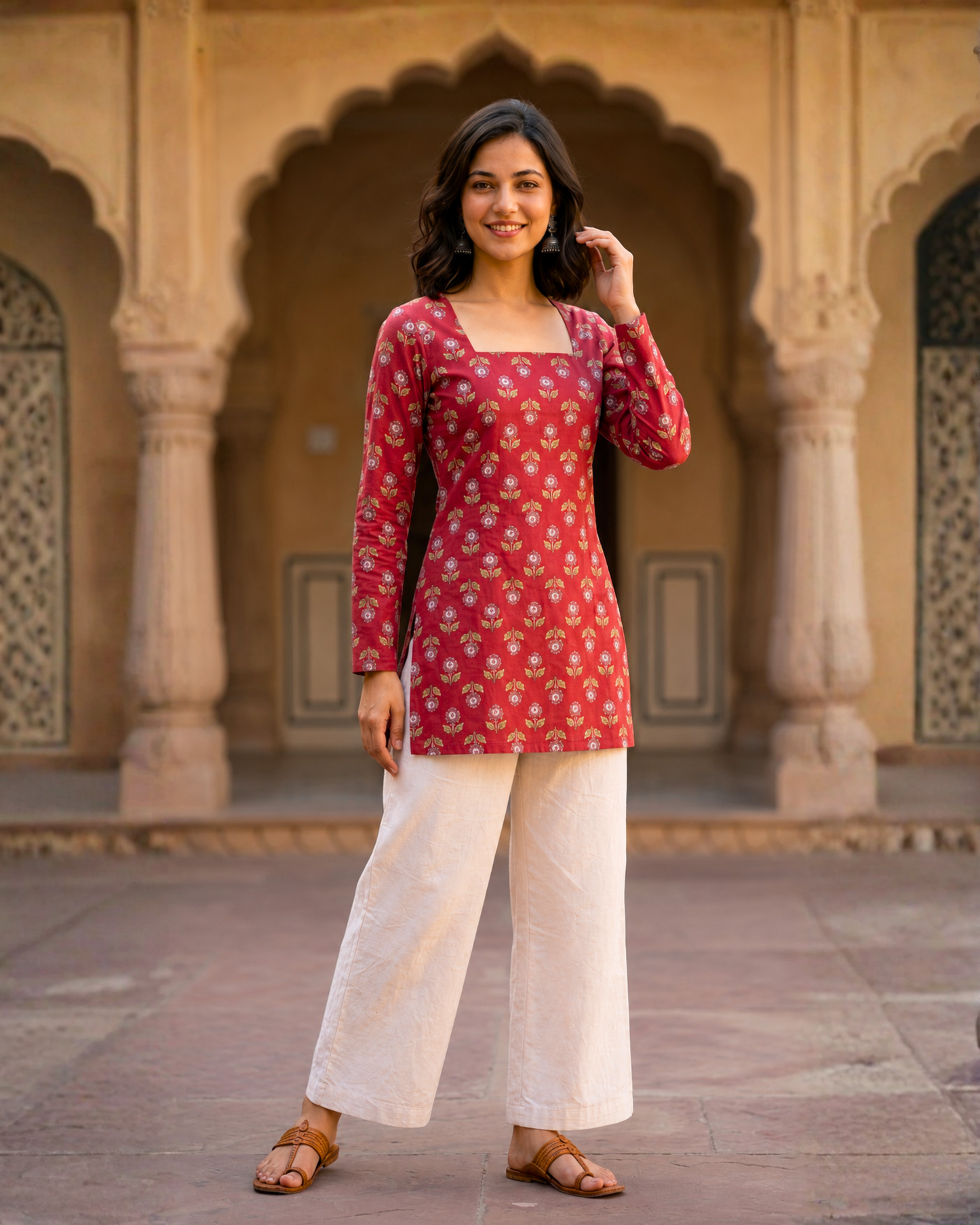 Yasmin Red Corset Short Kurti