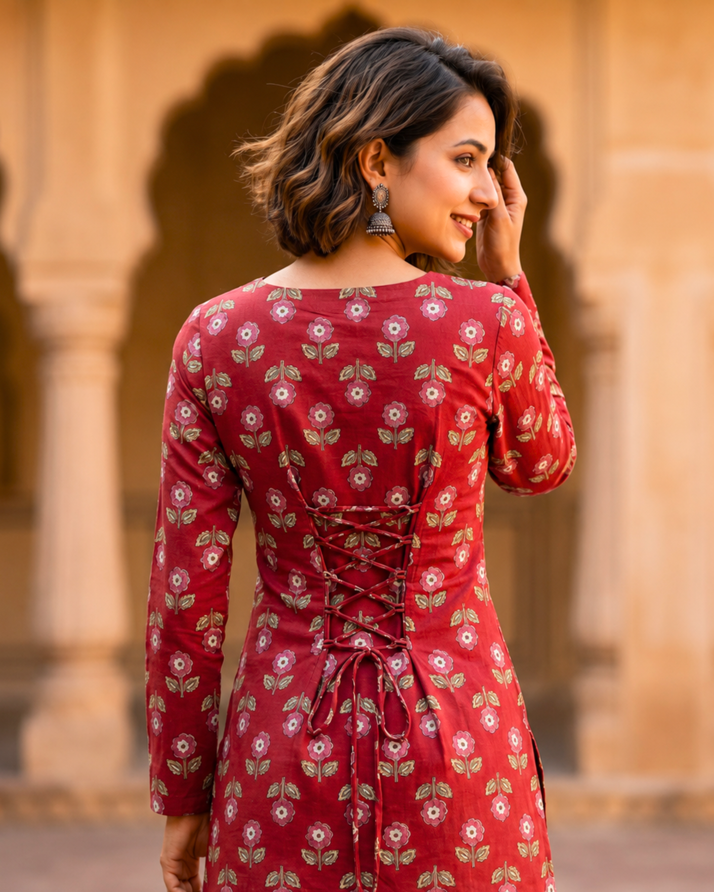 Yasmin Red Corset Short Kurti