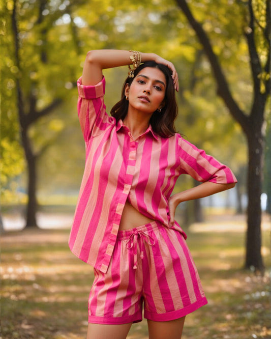 Ava Striped Cotton Co-ord set