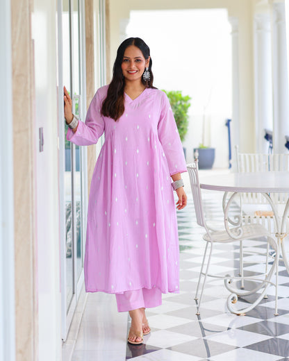 Tina Pastel Cotton Lurex Kurta Set