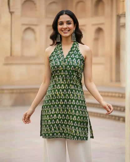 Meher HandBlock Jahota Print Short Kurti