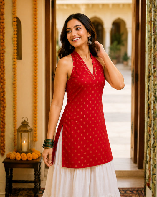 Lakshmi Cotton Lurex Short Kurti