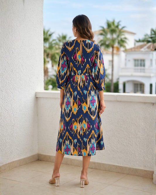 Liz Ikat Cotton Dress
