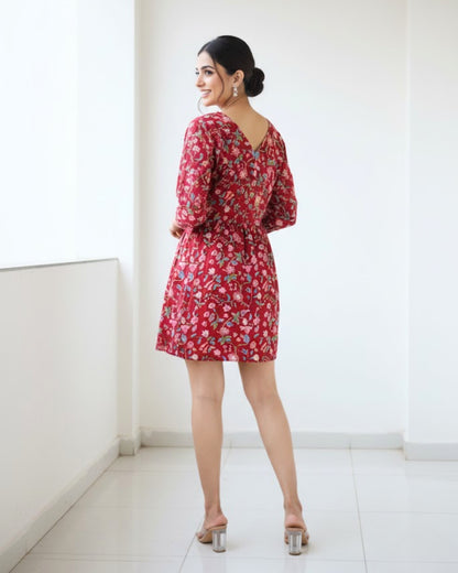 Juliet Handblock Print Short Dress