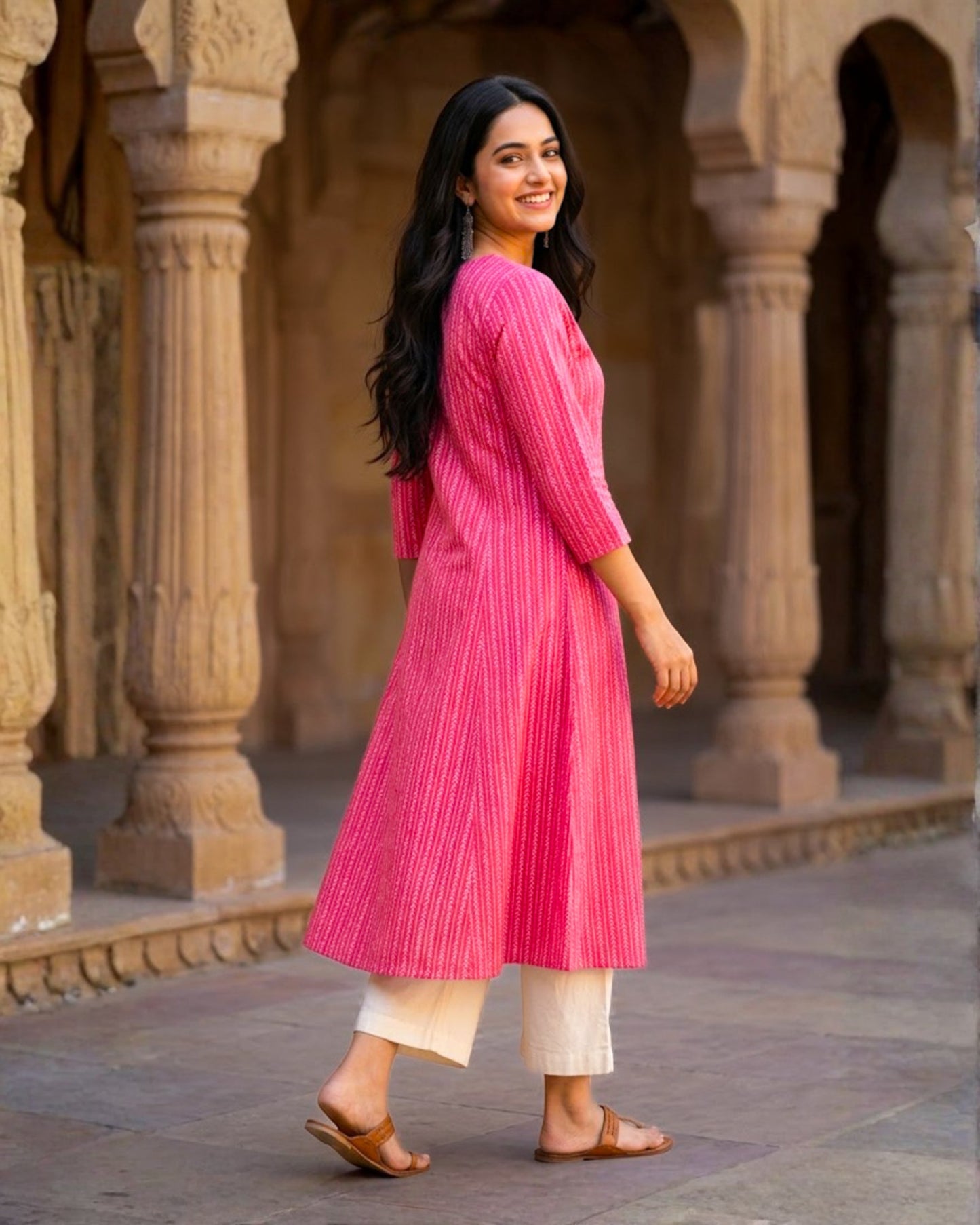 Raavya Red Printed Kurta