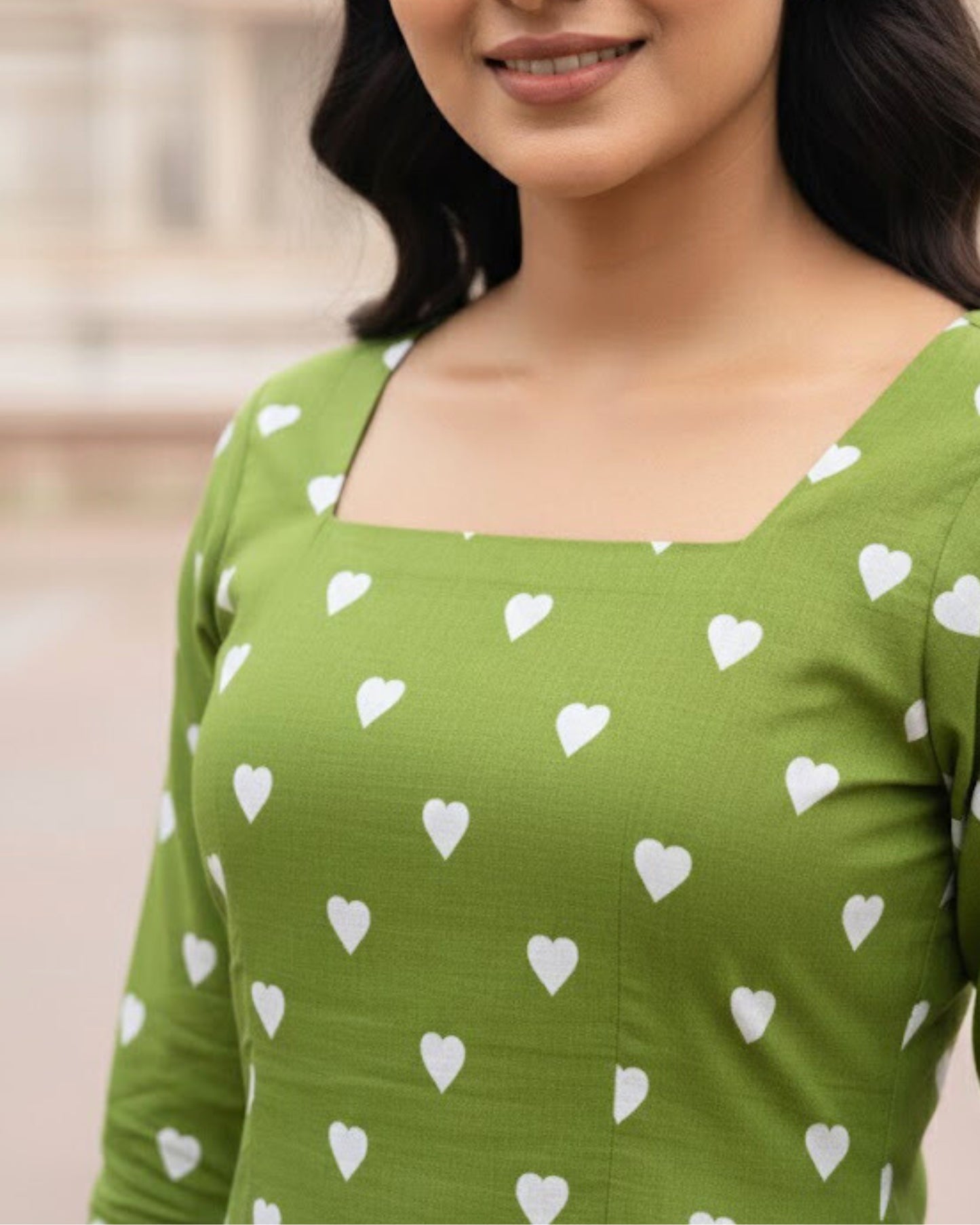 May Heart Print Corset Kurti
