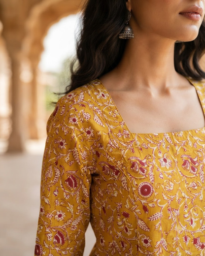 Nyla Yellow Corset Short Kurti