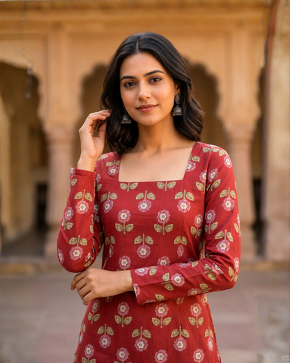 Yasmin Red Corset Short Kurti