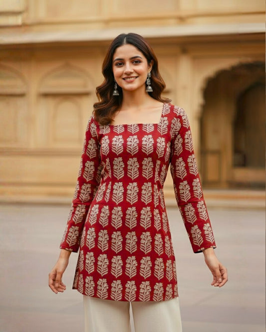 Durga HandBlock Print Corset Short Kurti