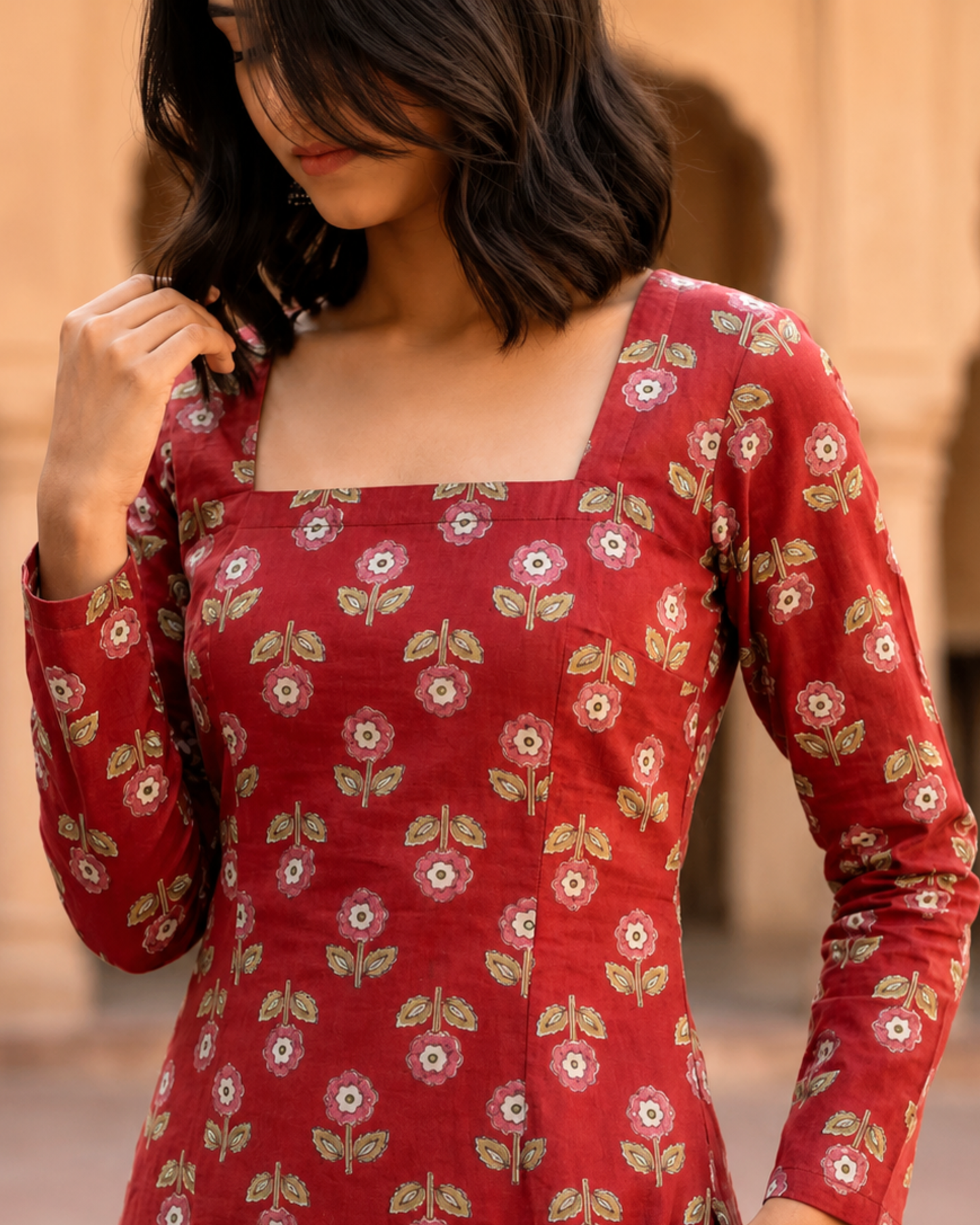 Yasmin Red Corset Short Kurti