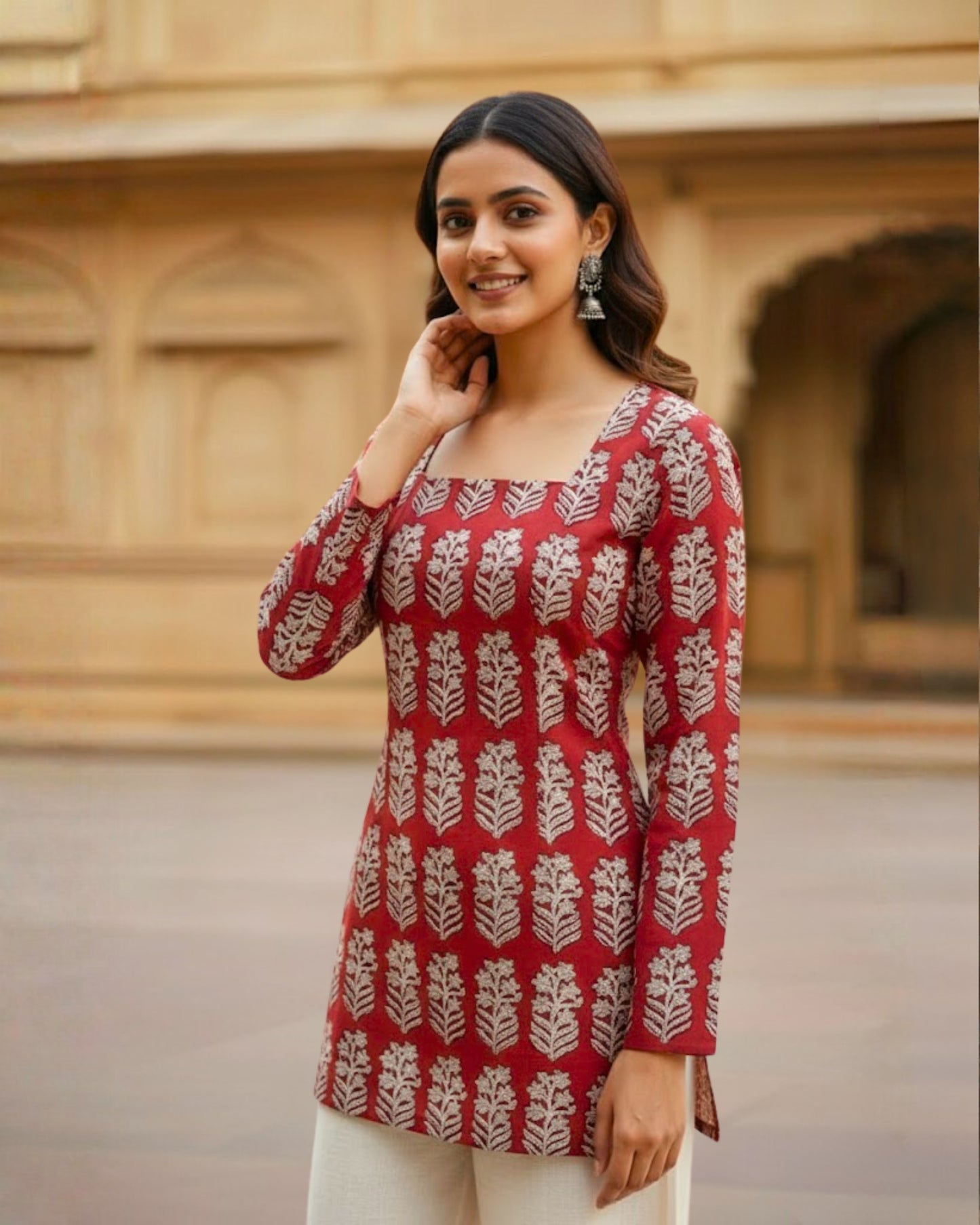 Durga HandBlock Print Corset Short Kurti