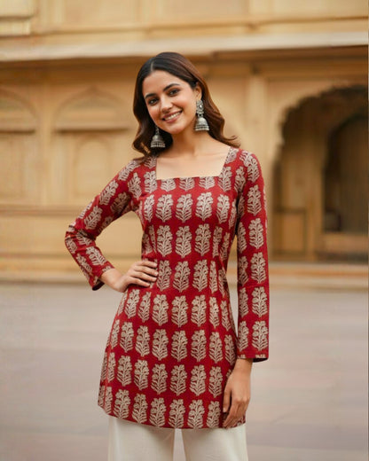 Durga HandBlock Print Corset Short Kurti