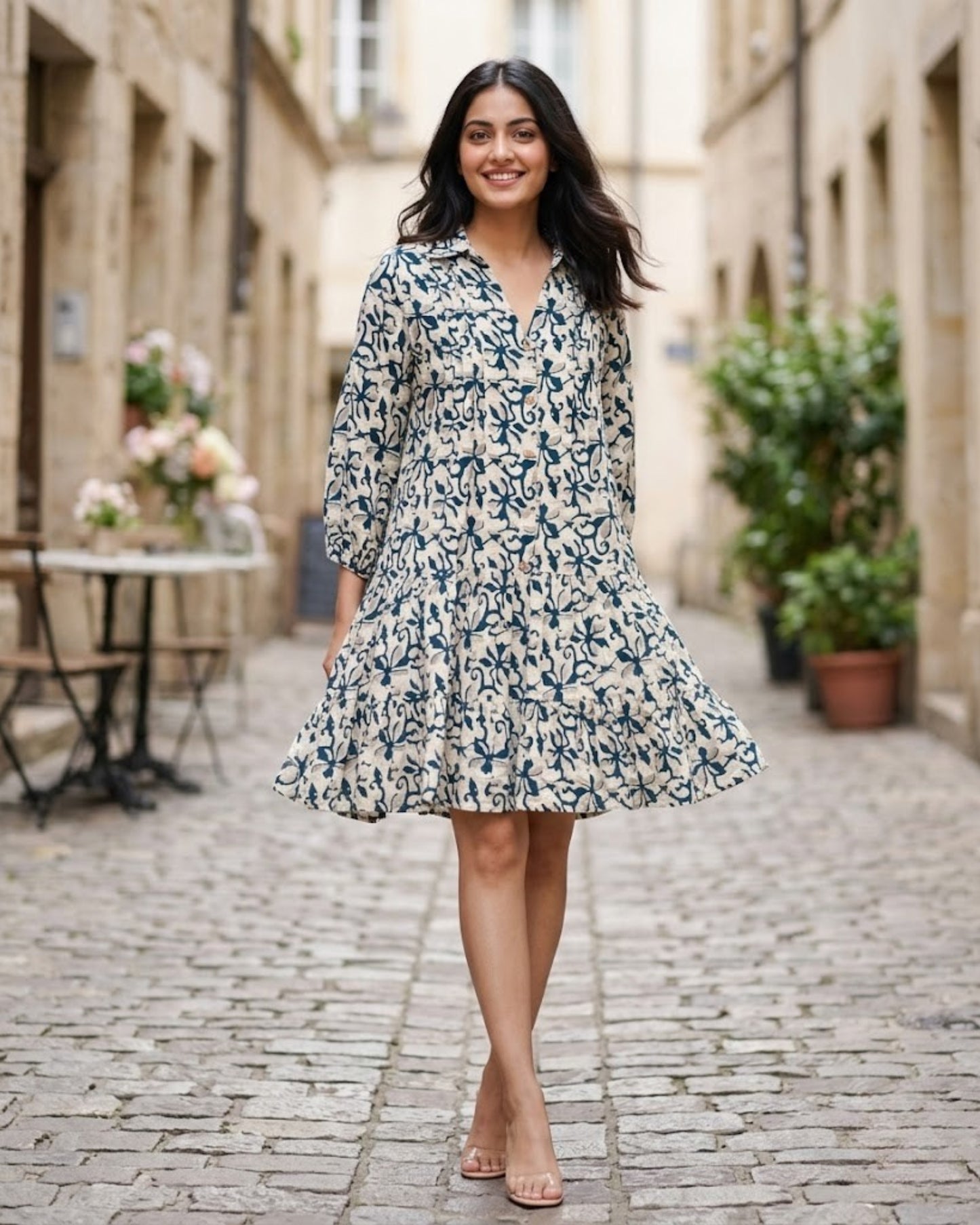 Aria Midnight Rose Tiered Dress