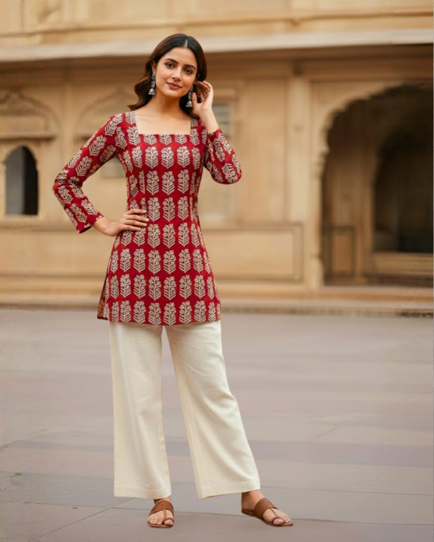 Durga HandBlock Print Corset Short Kurti