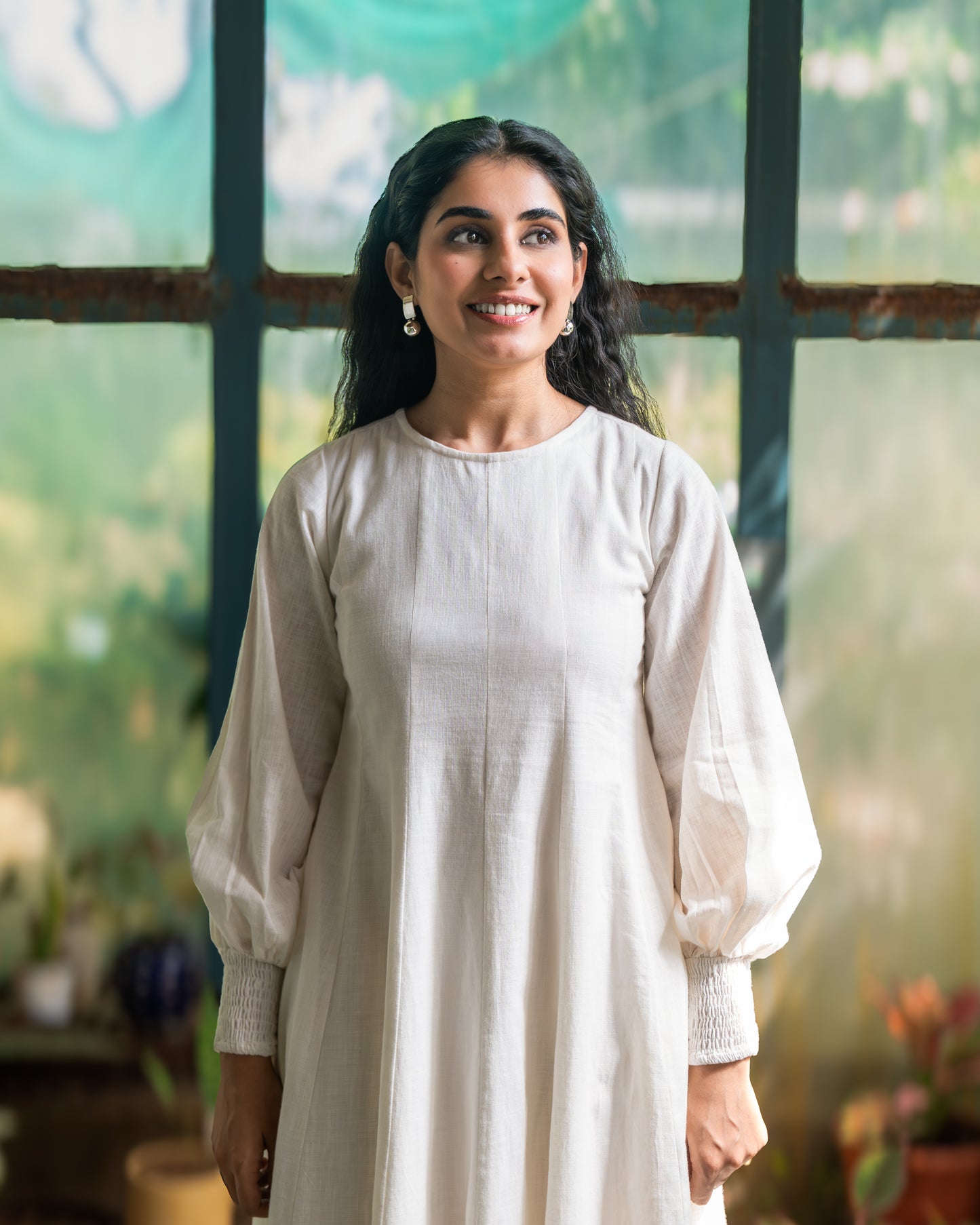 Pearl Panelled Cotton Dress