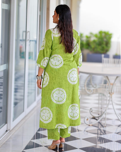Kusum Green Wrap Cotton Kurta Set