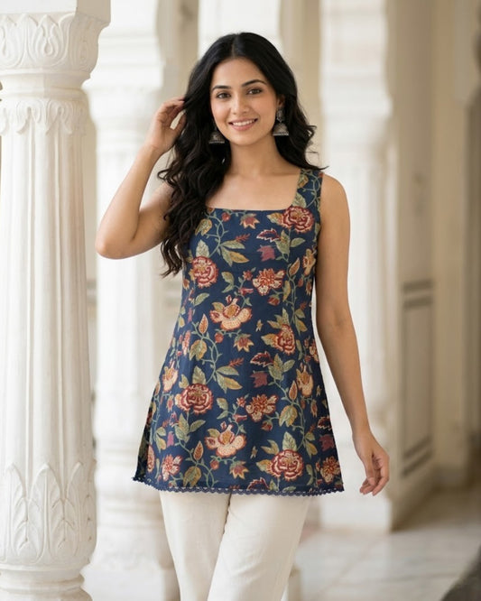 Paakhi Floral Cotton Short Kurti