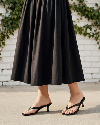 Black Cotton High-Waist Skirt