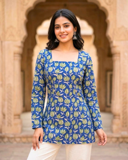 Laura Blue Corset Short Kurti