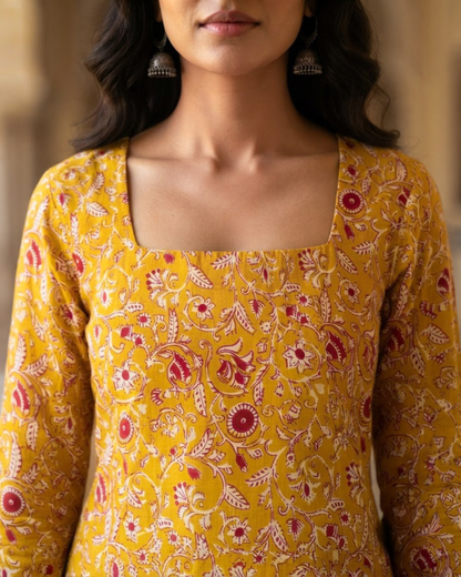 Nyla Yellow Corset Short Kurti