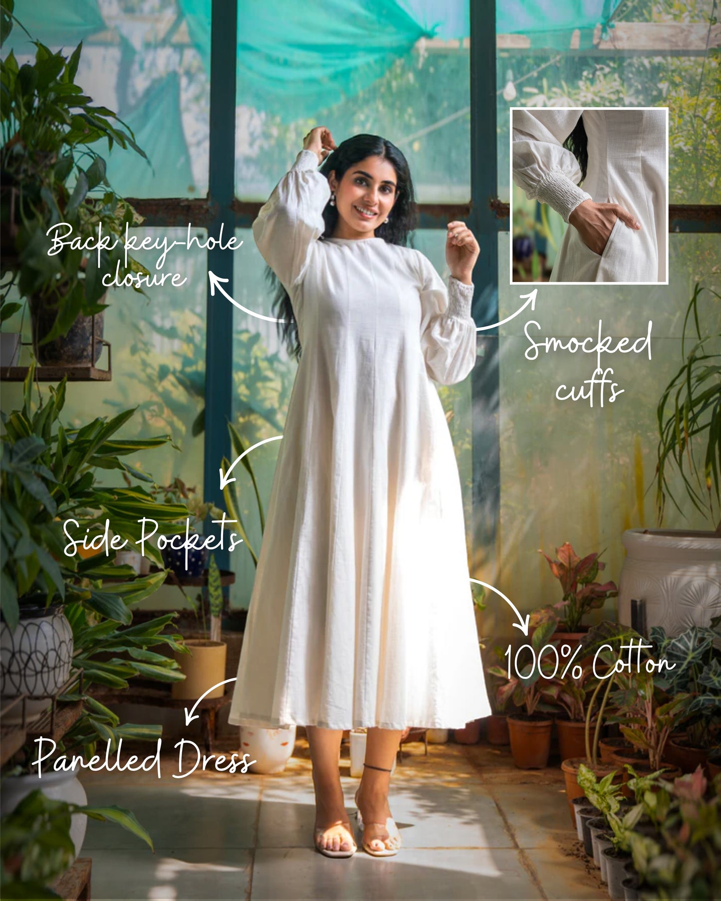 Pearl Panelled Cotton Dress