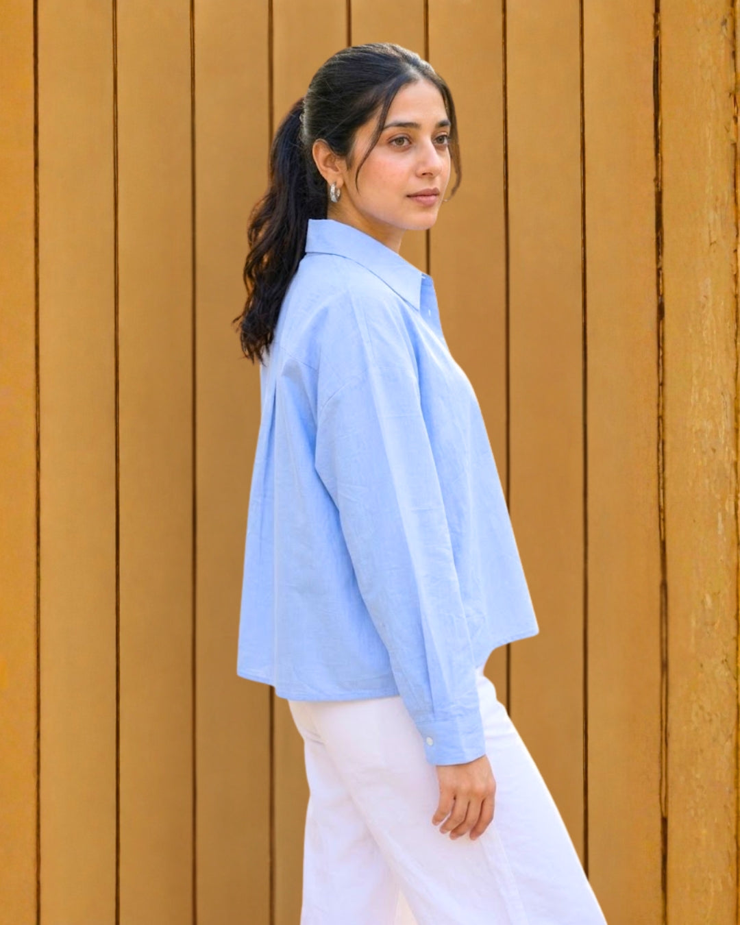 Eloise Blue Slub Cotton Shirt