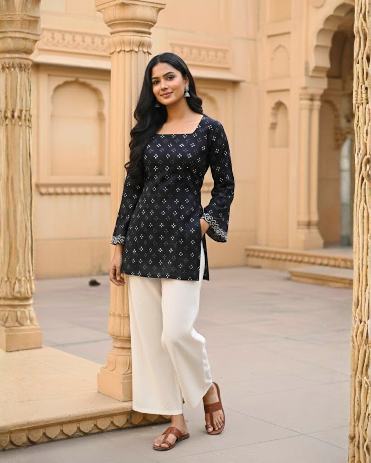 Isha HandBlock Print Sleeved Kurti