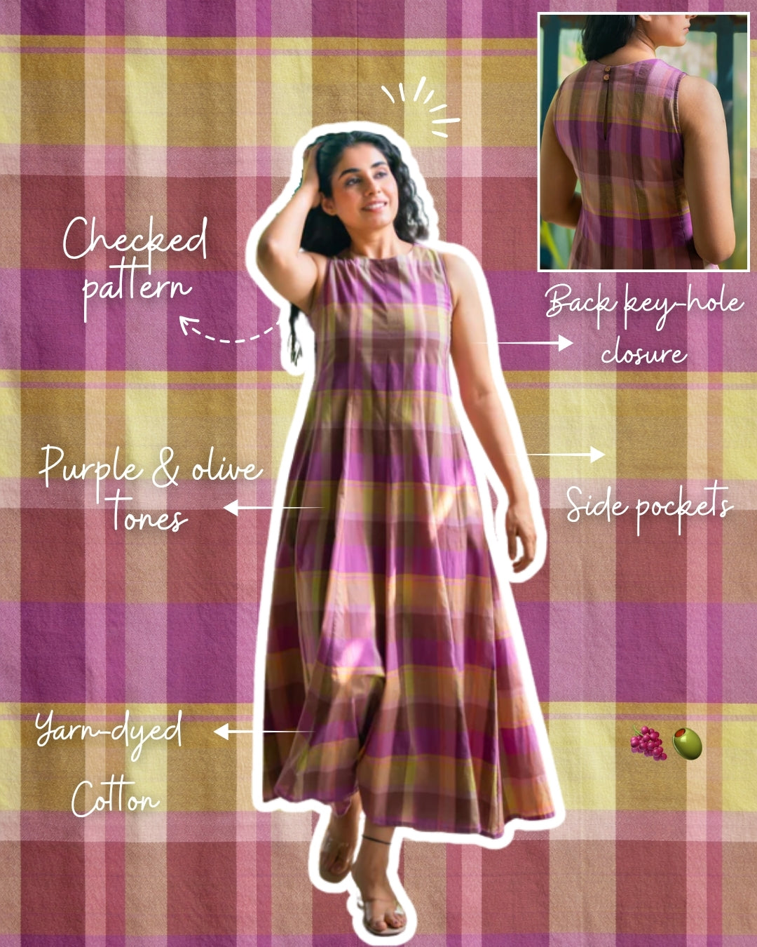 Hannah Checkered Cotton Maxi Dress