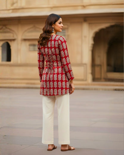 Durga HandBlock Print Corset Short Kurti