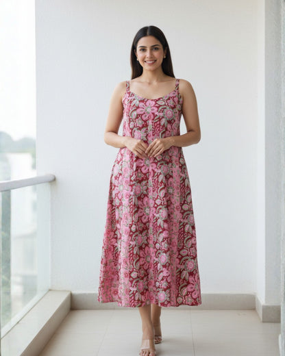 Pink Horizon Flared Midi Dress