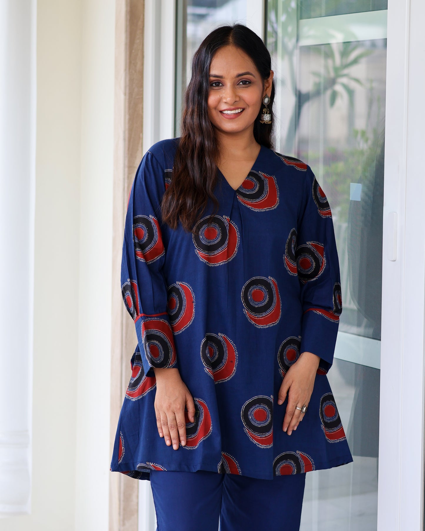 Vaani Blue A-line Cotton Kurta Set