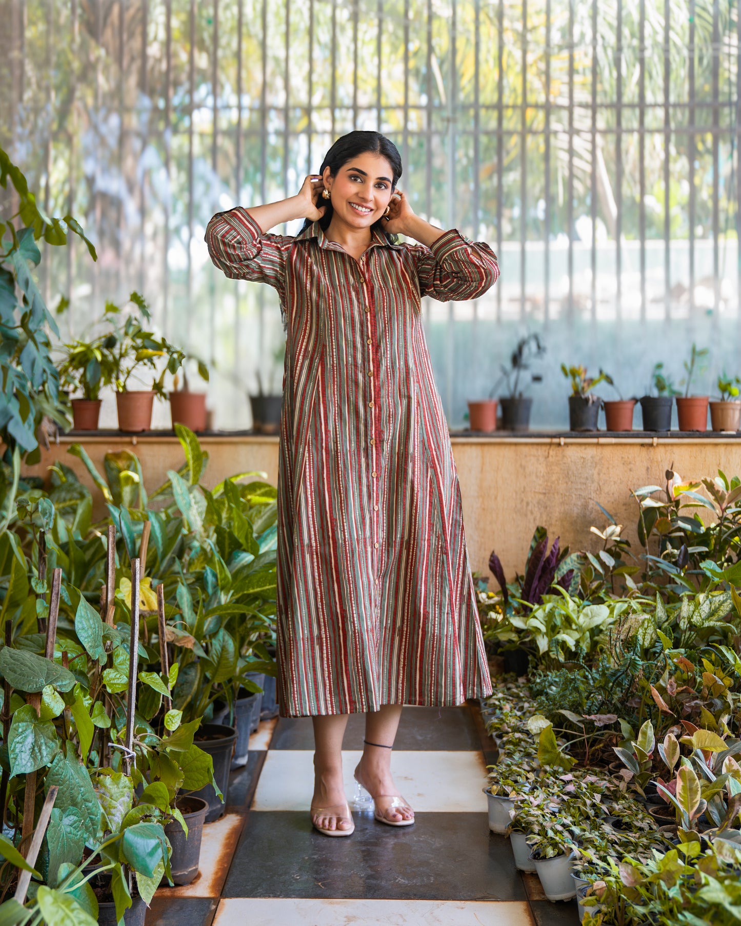 Ziva HandBlock Printed Shirt Dress