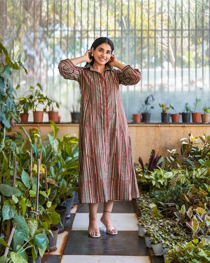 Ziva HandBlock Printed Shirt Dress