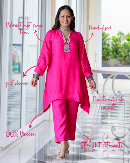 Meera Fuchsia Pink Short Kurta Set
