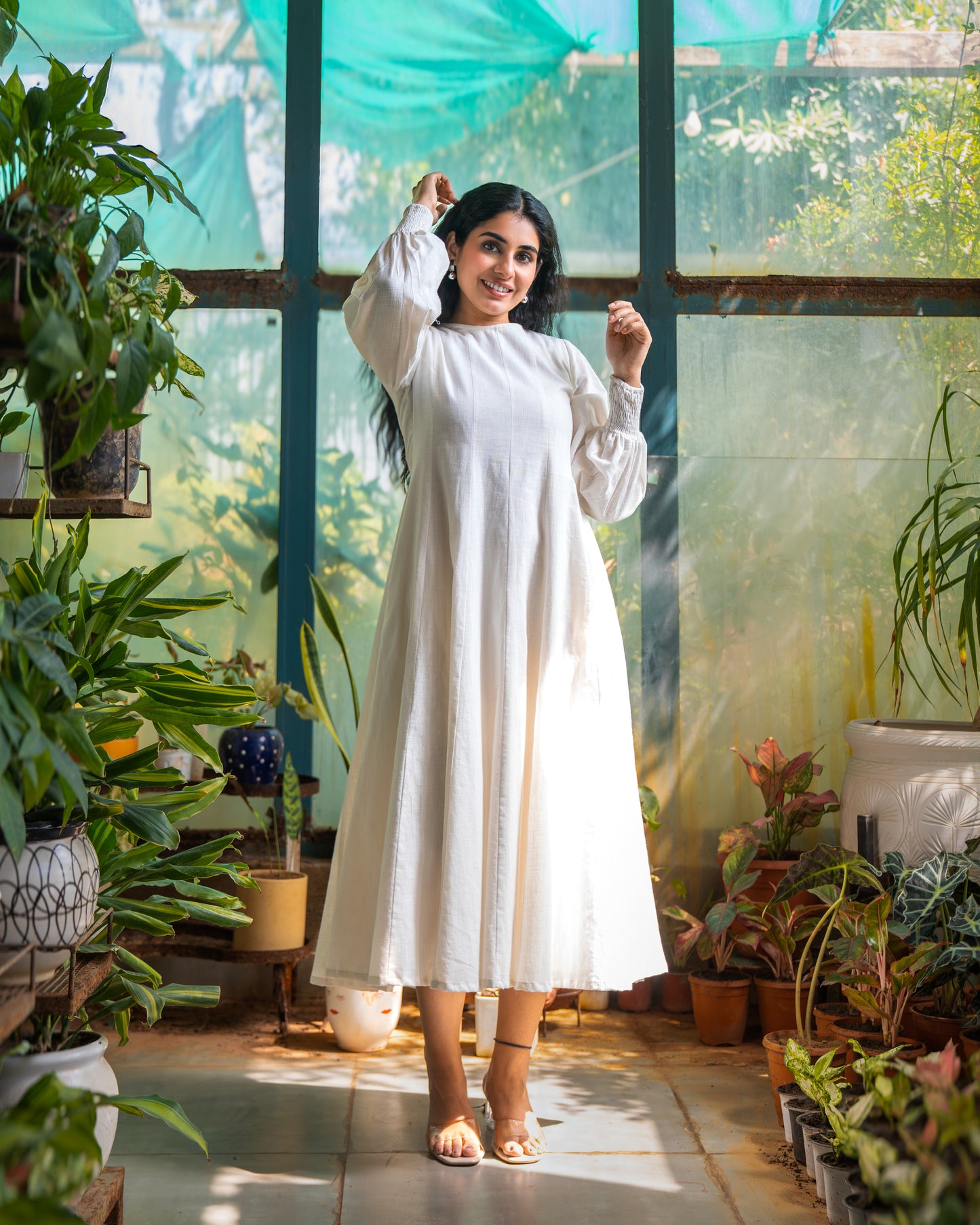 Pearl Panelled Cotton Dress